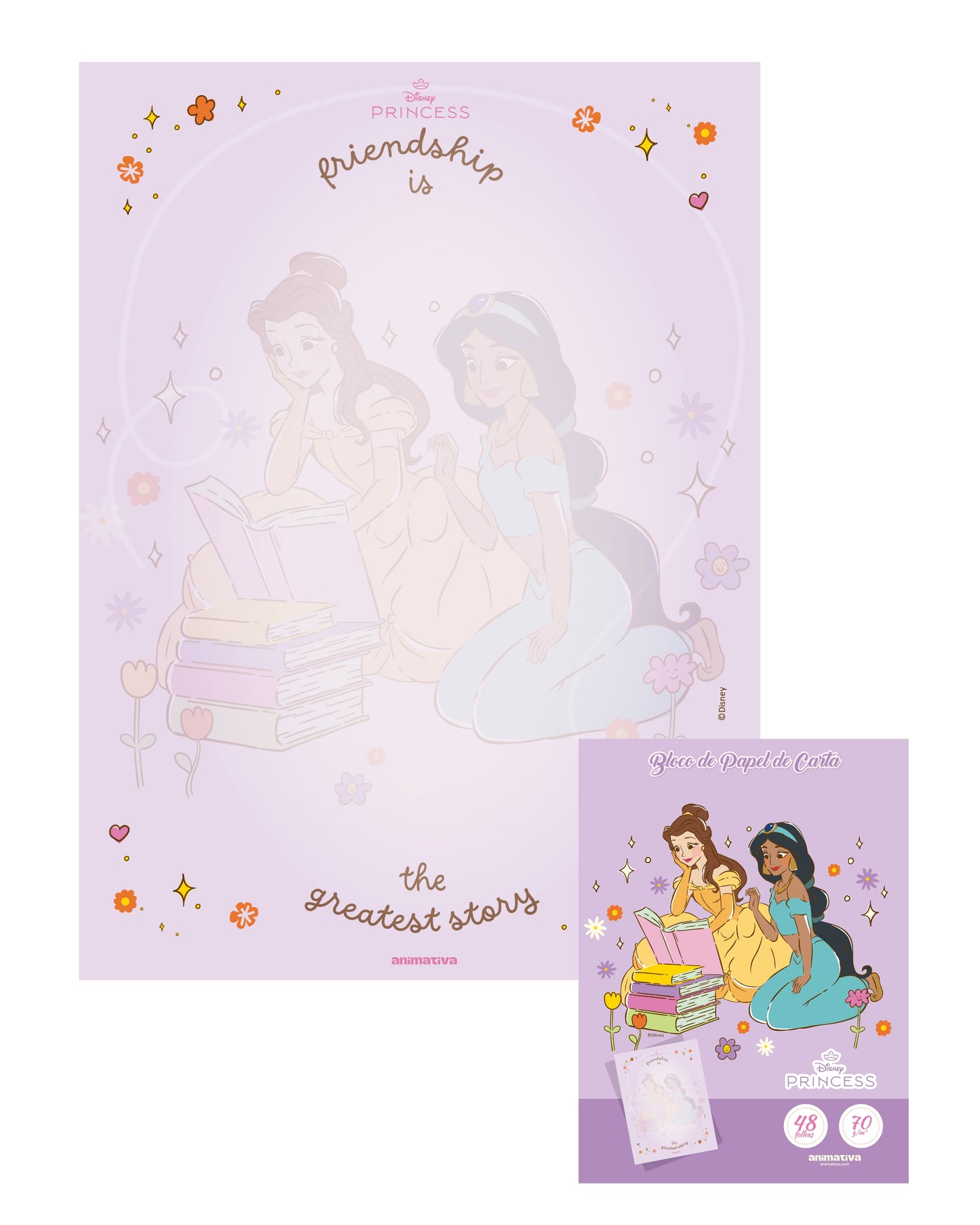 Bloco de Carta - Animativa - Princesas - 48Fls