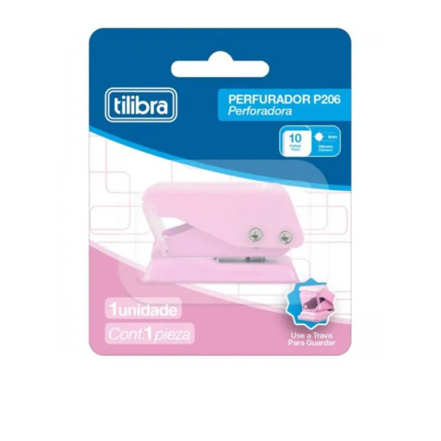 Mini Perfurador - Tilibra - P206 - Rosa