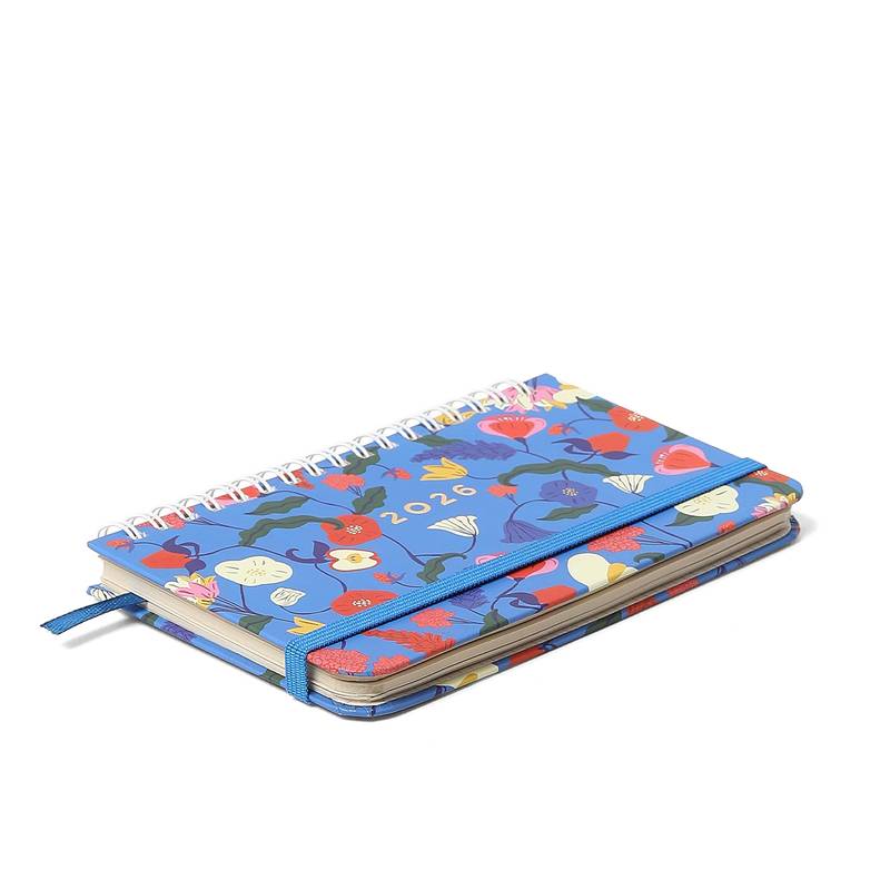 Planner Wire-o 2026 - Cícero- Doce Florada - Semanal Office 15,5x9 - Azul