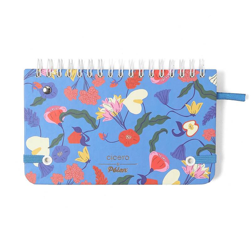 Planner Wire-o 2026 - Cícero- Doce Florada - Semanal Office 15,5x9 - Azul