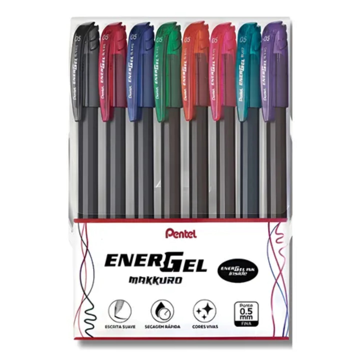 Caneta Gel - Pentel - Energel Makkuro - Estojo c/ 8 Cores - 0,5mm