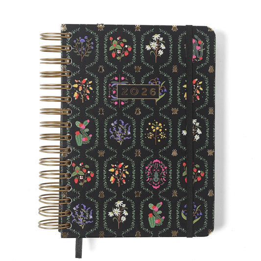 Agenda Planner Wire-o 2026 - Cícero - Jardim - Diária A5 - Preto