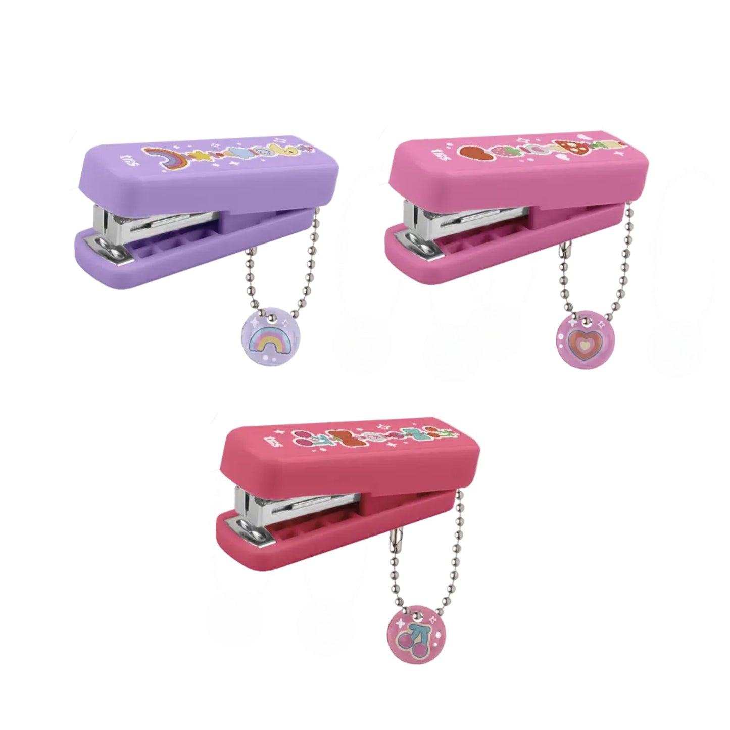 Grampeador Mini - Tris Holic - Charm - Munch c/ 100 Grampos e Chaveiro