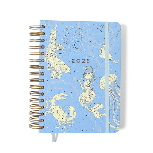 Agenda Planner Wire-o 2026 - Cicero - Origens - Diária A5 - Áqua Azul