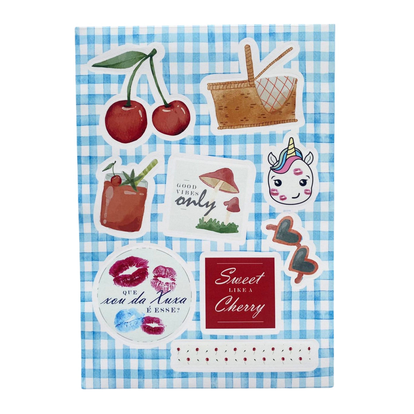 Cartela de Adesivo A5 - Papelaria Unicórnio - Summer Cherry