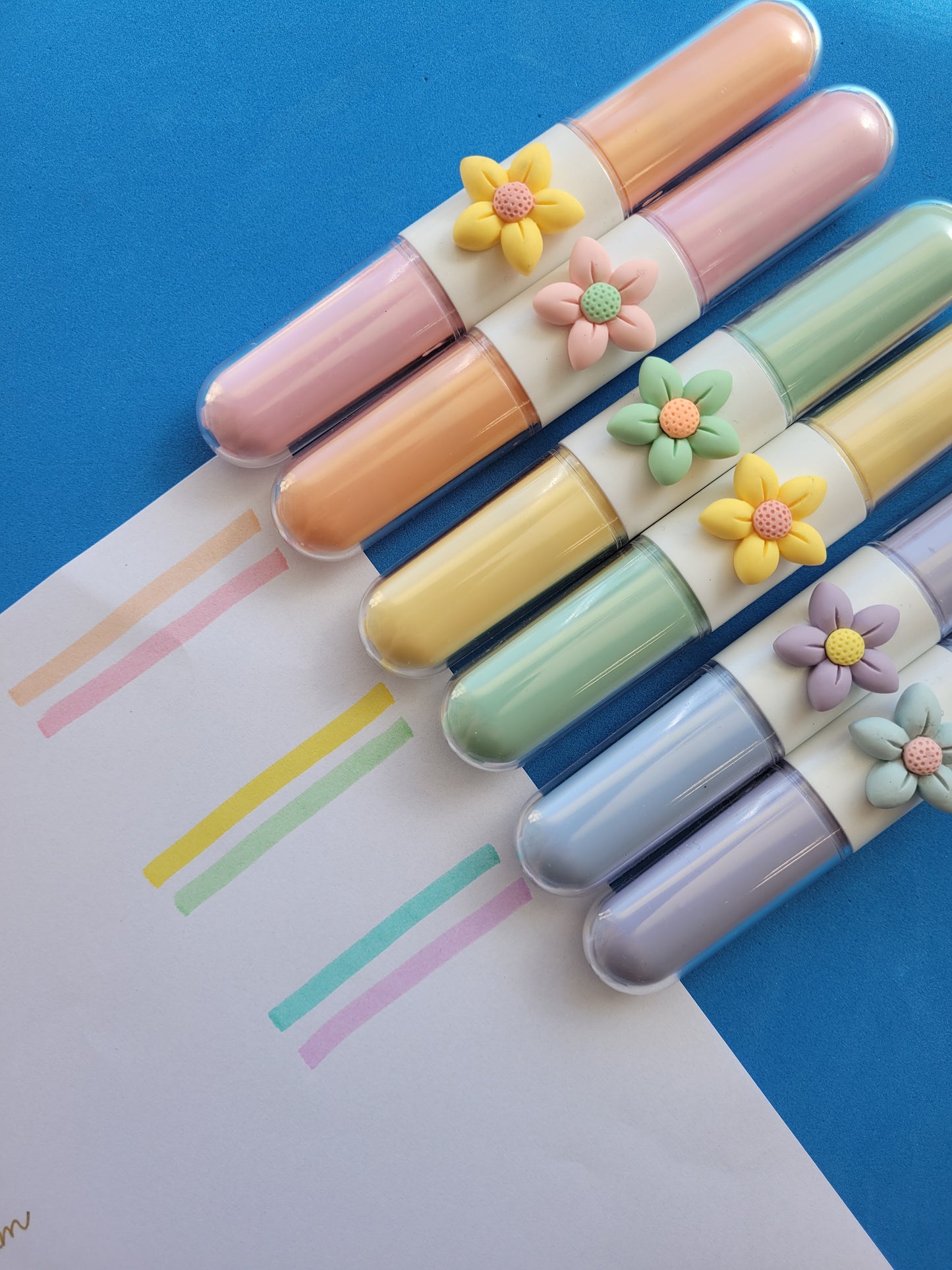 Marca Texto Duplo - Florzinha - Tons Pastéis