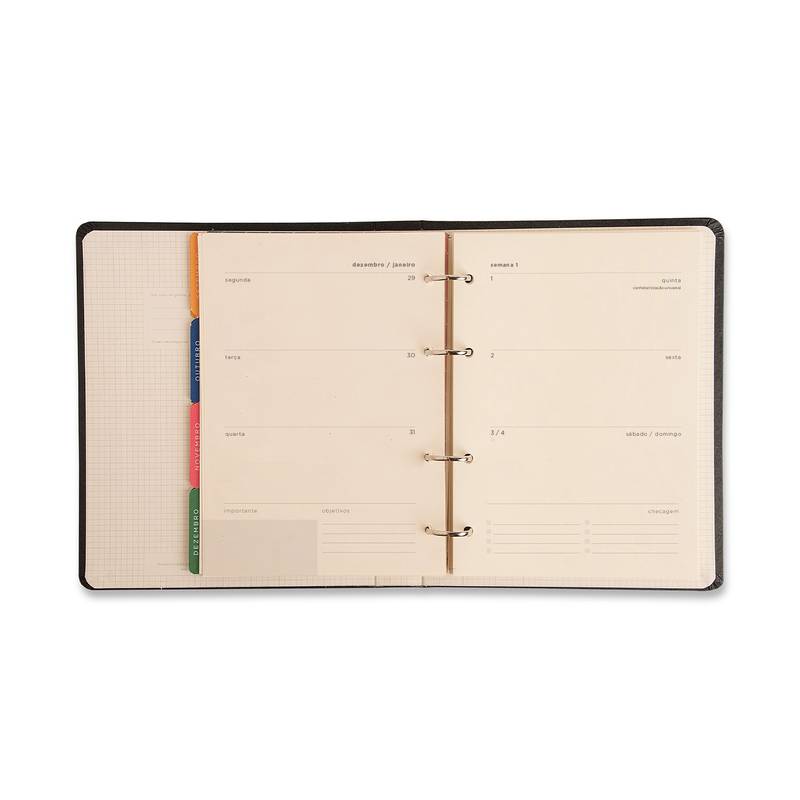 Planner Argolado 2026 - Cícero - Bossa Nova - Semanal Notas A5 - Boemia Caramelo