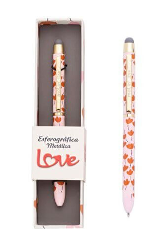 Caneta Esferográfica - Molin - Love Touch Flowers Rosa Metálica