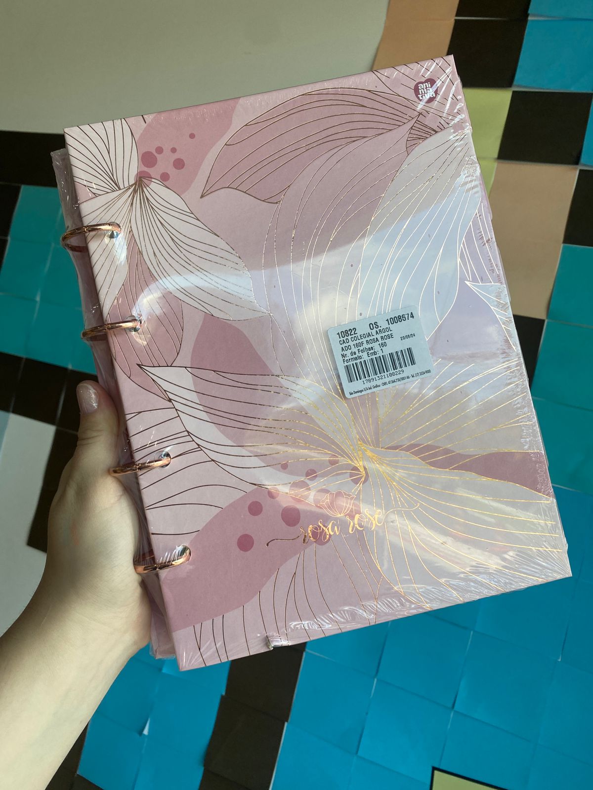 PEQUENO DEFEITO - Caderno Argolado Colegial - Animativa - Rosa Rose - 160 Folhas