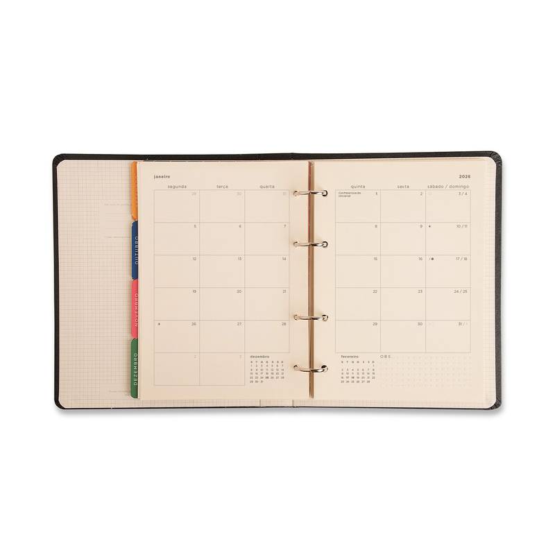 Planner Argolado 2026 - Cícero - Bossa Nova - Semanal Notas A5 - Boemia Caramelo