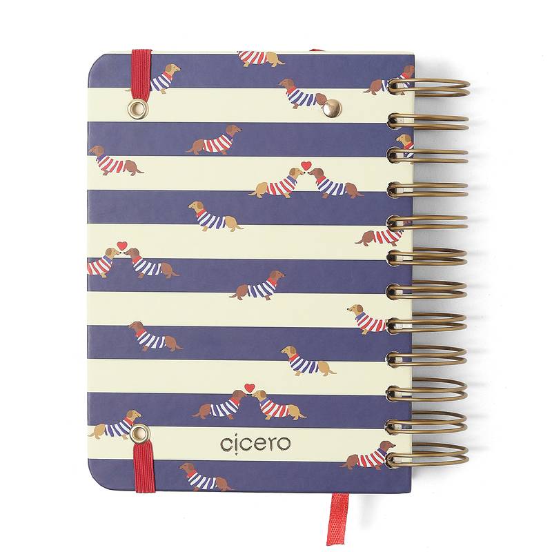 Agenda Planner Wire-o 2026 - Cicero - Praia - Diária - 11,5x16 - Cachorros