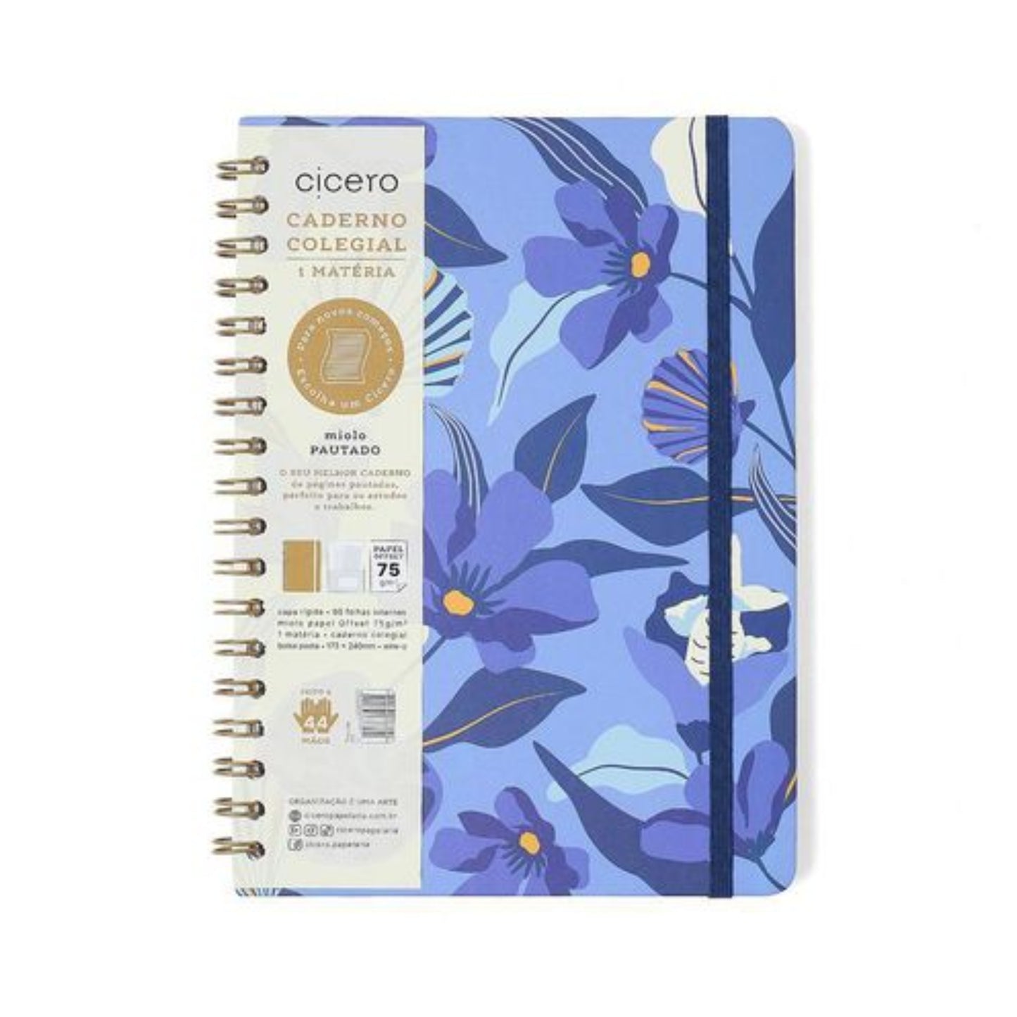 Caderno Colegial Wire-O - Cicero - Trancoso - Pautado 17X24 - Azul - 1 Matéria 80 Fls