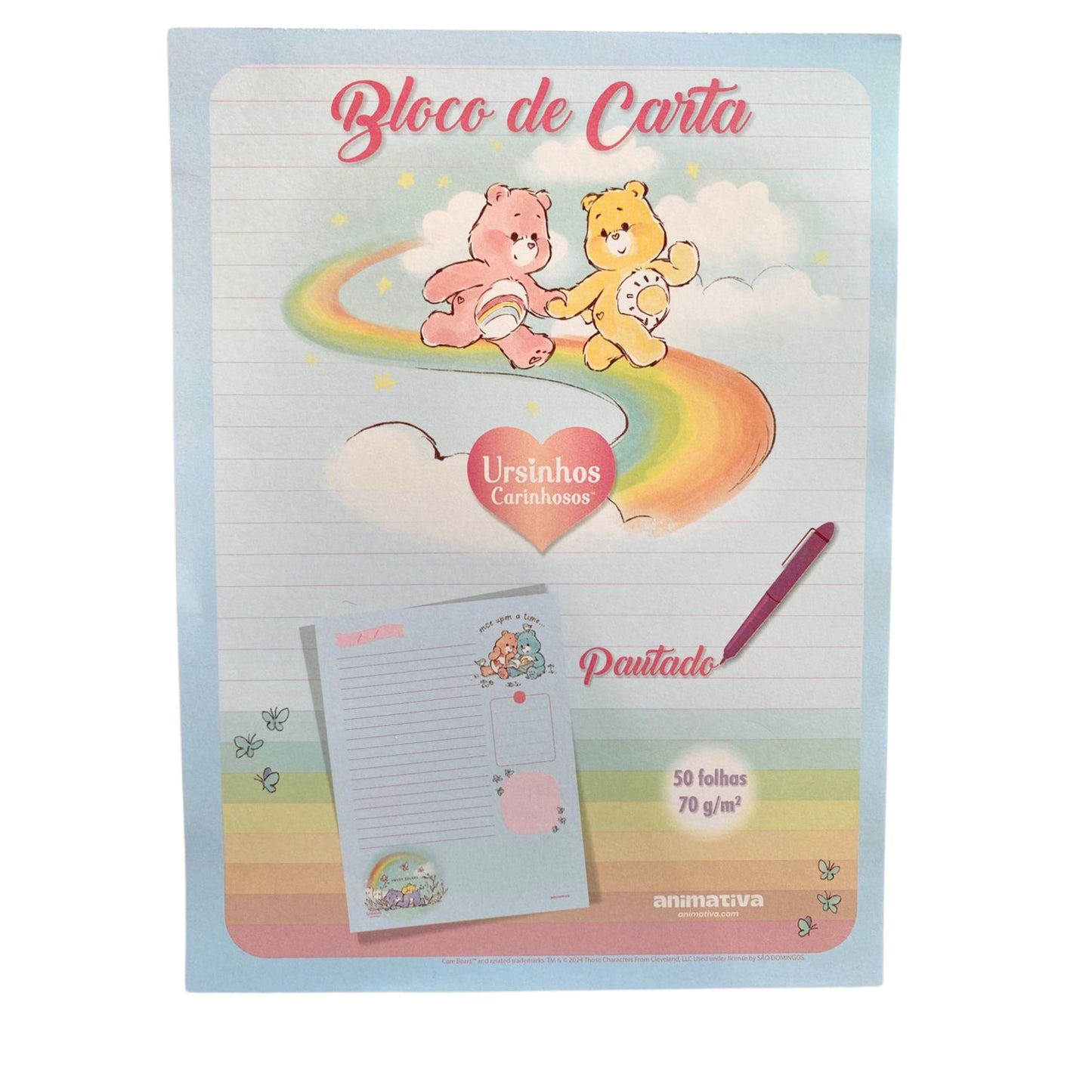 Bloco de Carta - Animativa - Ursinhos Carinhosos - Pautado Anotações - 50 Folhas
