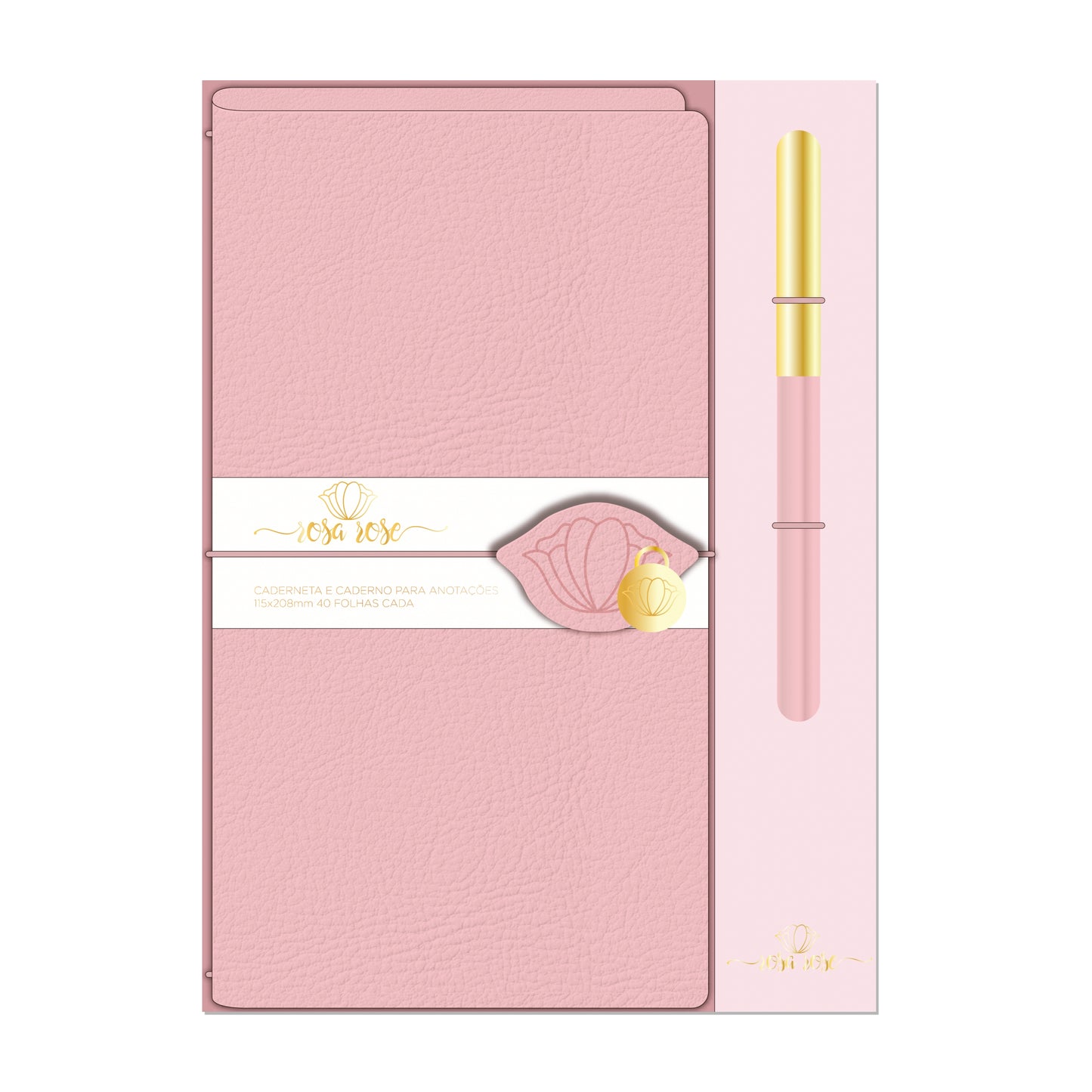 Kit Planner Semanal e Caderneta Pontilhada - Animativa - Rosa Rose c/ Caneta Esferográfica