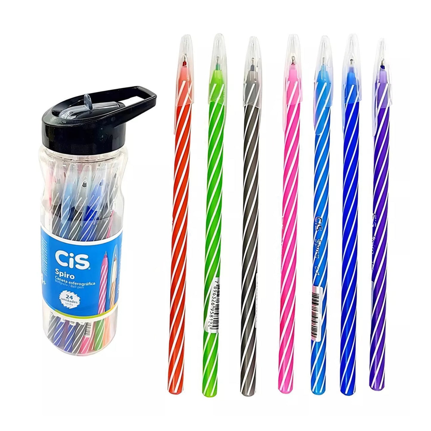 Caneta Esferográfica - CIS - Spiro - 24 unidades.