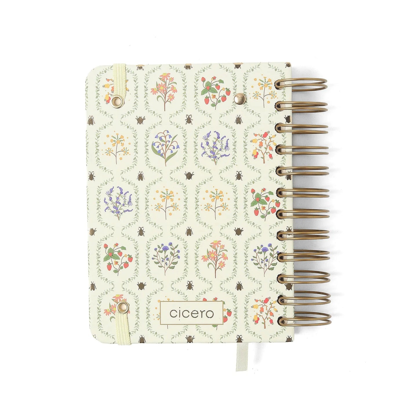 Agenda Planner Wire-o 2026 - Cícero - Jardim - Diária 11,5x16 - Off White