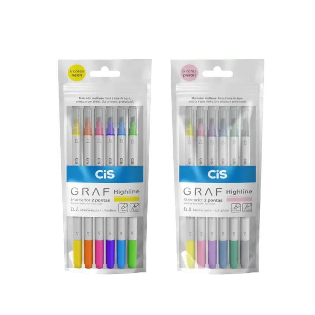 Marca Texto e Ultrafine - CIS - Graf Highline Kit c/ 6 Cores
