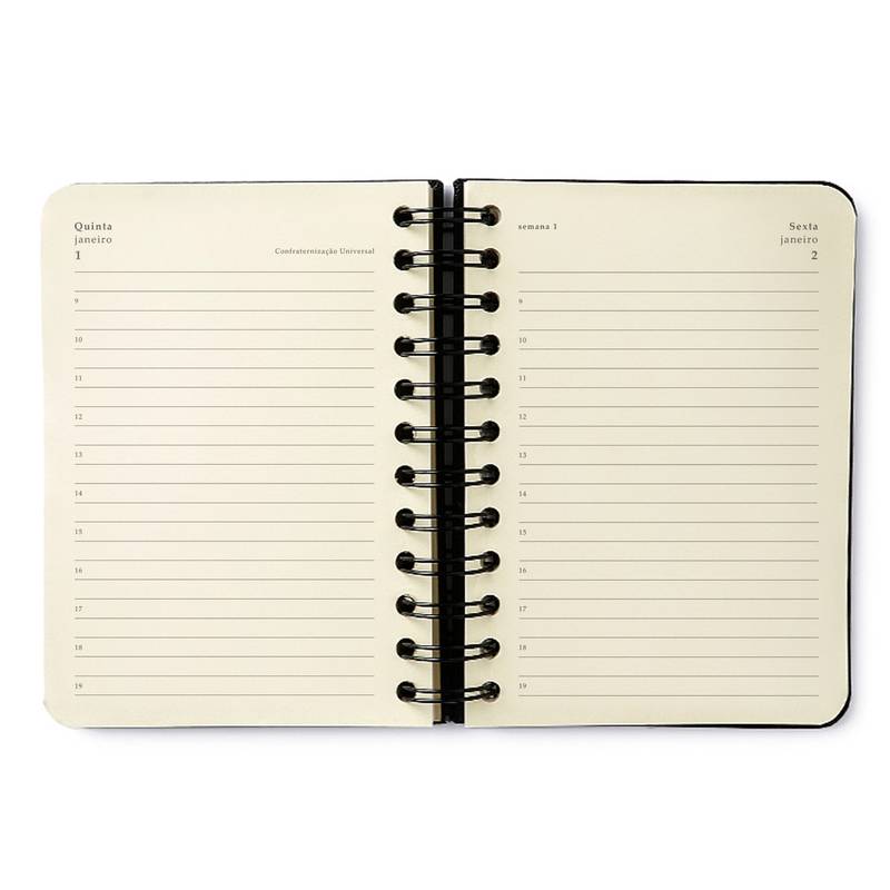 Agenda Planner Wire-o 2026 - Cícero - Doce Florada - Diária 11,5x16 - Preto