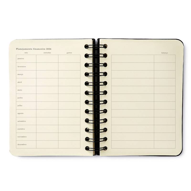 Agenda Planner Wire-o 2026 - Cícero - Doce Florada - Diária 11,5x16 - Preto