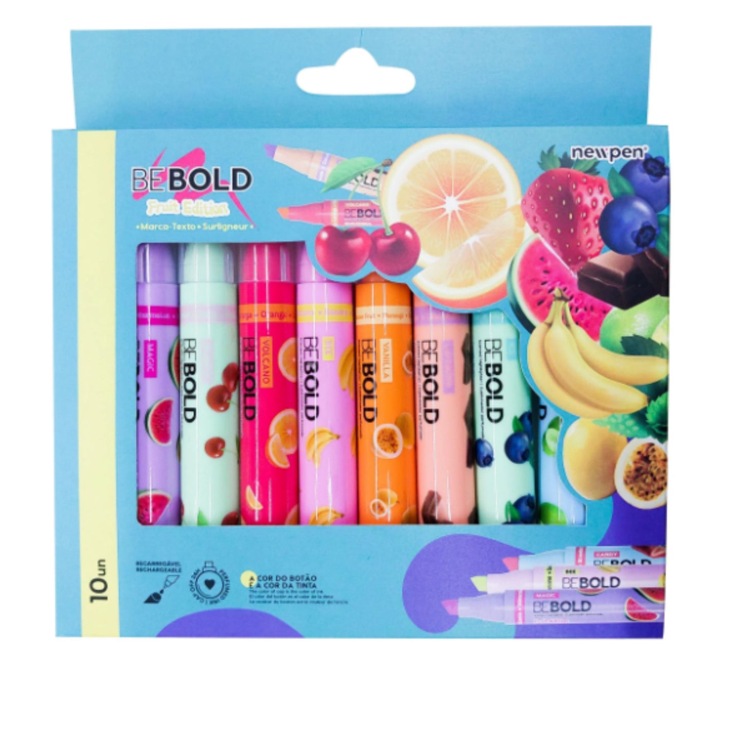 Marca Texto - Newpen - Be Bold - Fruit Edition c/ Cheirinho - Estojo com 10 Cores