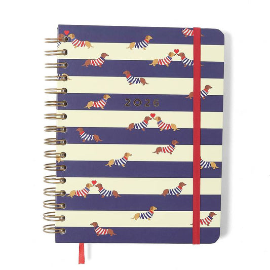 Planner Wire-o 2026 - Cicero - Praia - Semanal Notas c/ Divisórias A5 - Cachorros