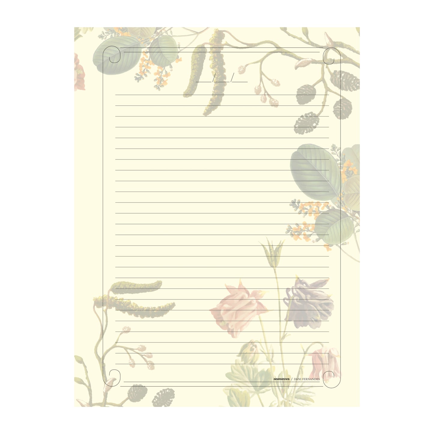 Caderno Colegial - Animativa - Dani Fernandes - Flor de Figo - Perfumado - 160Fls