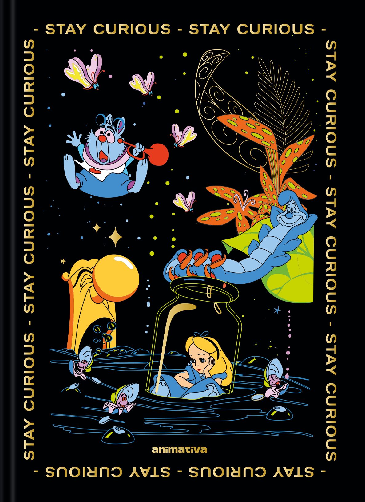 Caderno Colegial Alice in Wonderland Costurado 160 Folhas Animativa