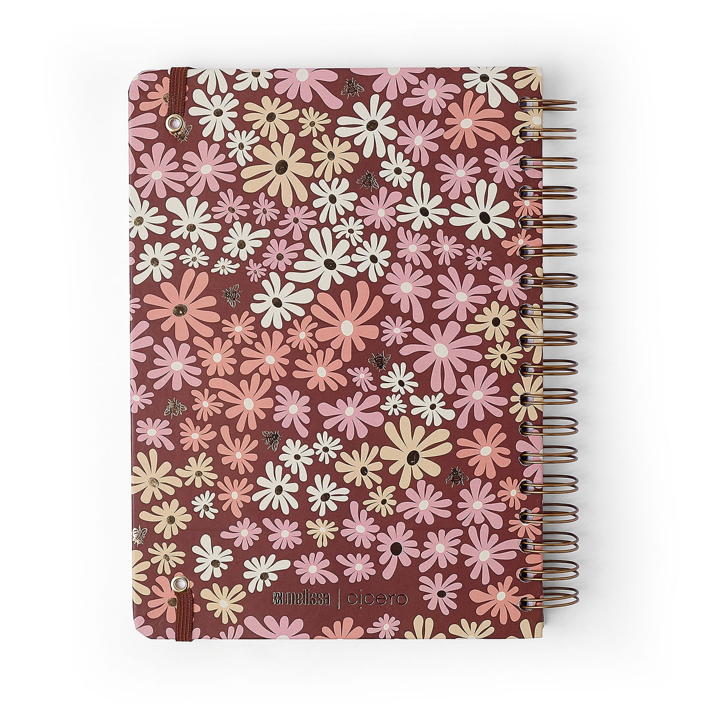 Caderno Espiral - Cícero - Melissa Mini Bloomy Chocolate - Pautado 17x24 10 Matérias 160 Fls