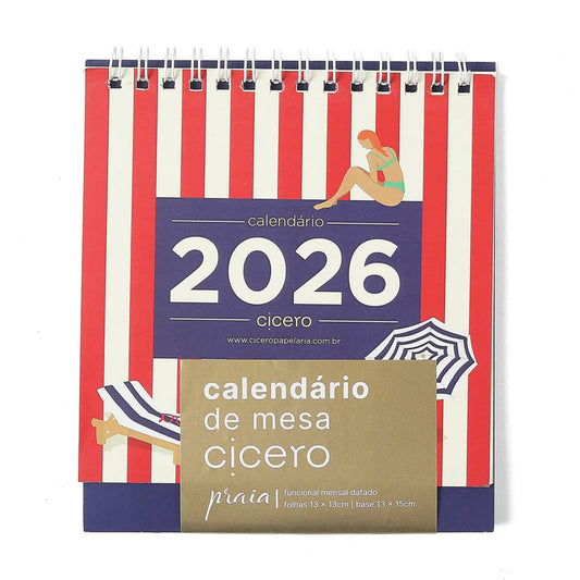 Calendário de Mesa - Cícero - 13x15 - 2026 - Praia