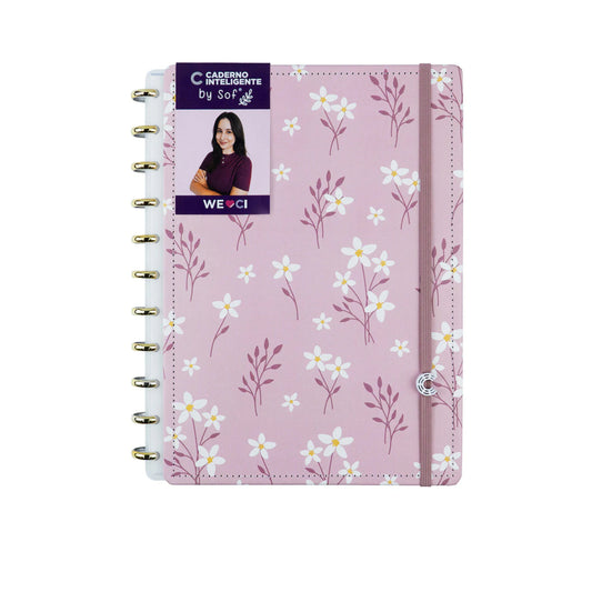 Caderno A5 - Caderno Inteligente - Pink Blossom by Sof