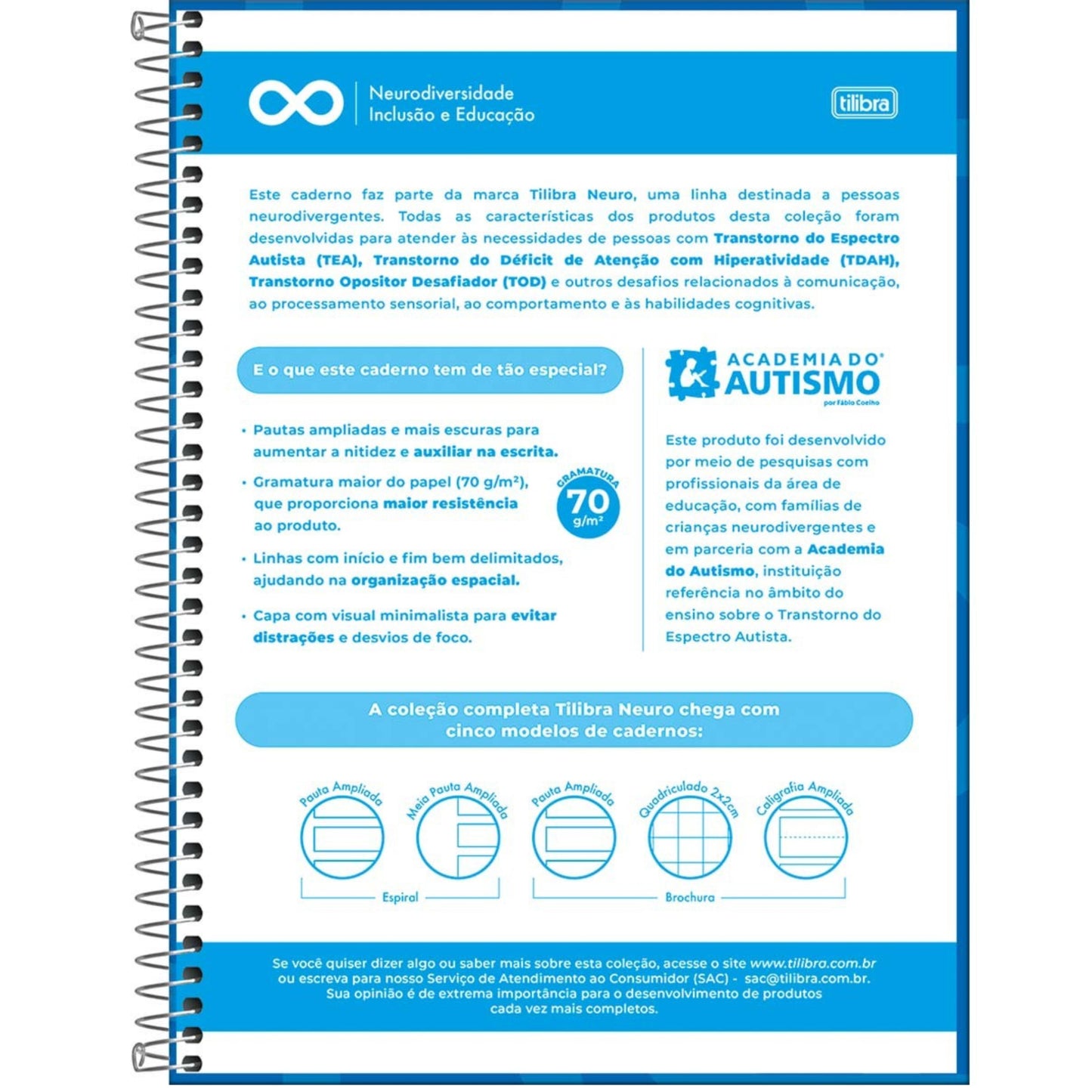 Caderno Universitário - Tilibra - Neuro Diversidade - 80 Folhas c/ Pauta Ampliada