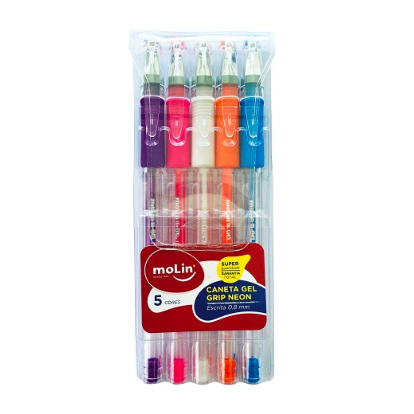 Caneta Gel - Molin - Grip Neon c/ 5 cores - 0,7mm
