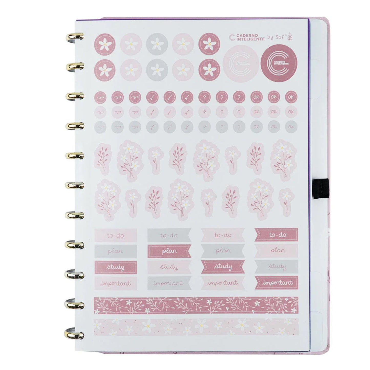 Caderno Grande - Caderno Inteligente - Pink Blossom by Sof