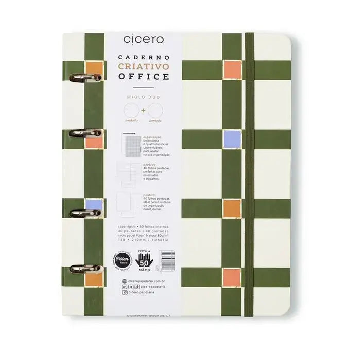 Caderno Criativo Argolado A5 - Cícero - Trama Duo Xadrez