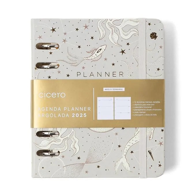 Planner Argolado 2025 - Cícero - Astral Semanal A6 Maré Off White