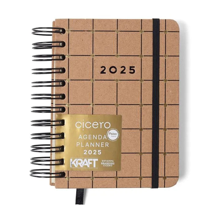 Agenda Wire-O 2025 - Cícero - Kraft Diária 11,5x16 Linha e Ponto