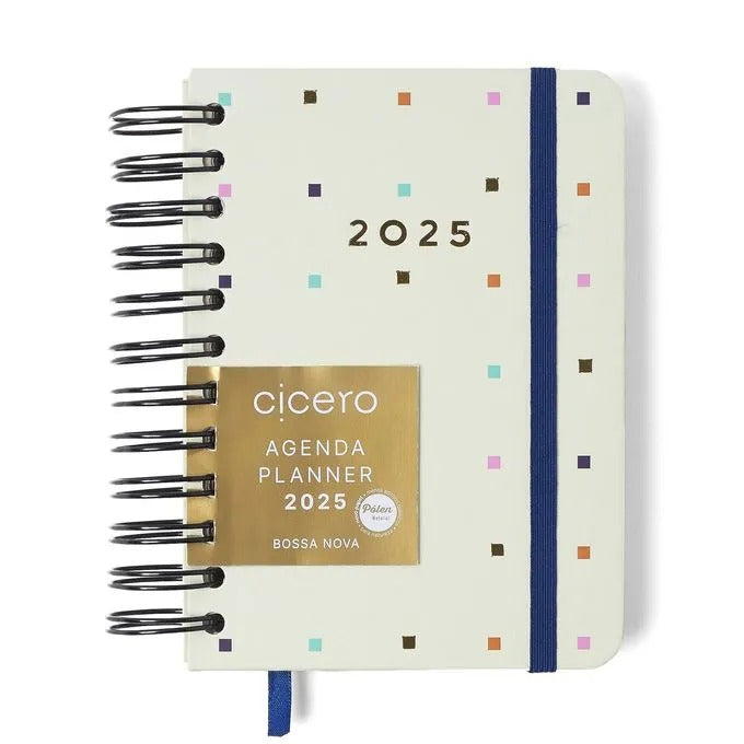 Agenda Wire-O 2025 - Cícero - Bossa Nova Diária 11,5x16 Pontos Off White