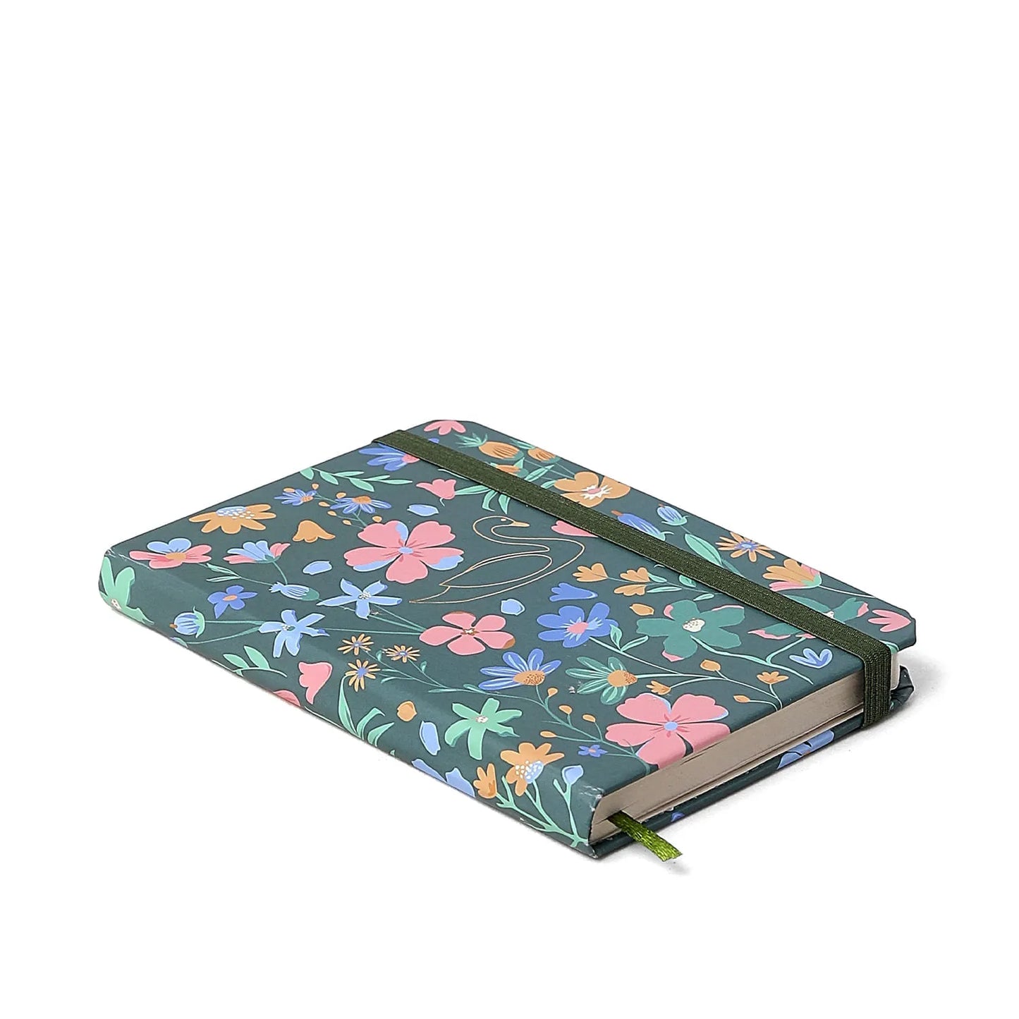 Caderneta - Cicero - Lagoa - Cisne Floral Verde - 9x13cm - Sem Pauta