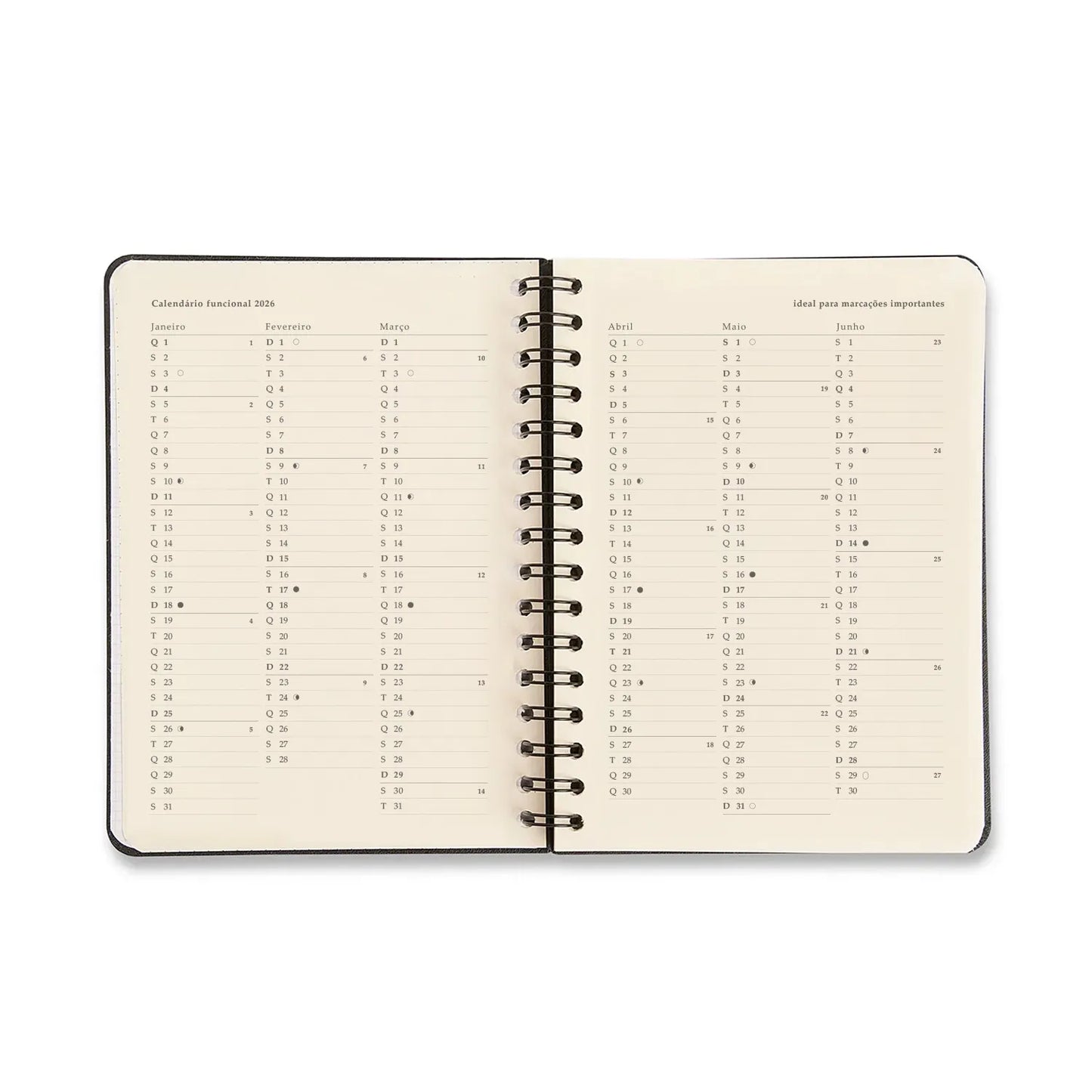Agenda Planner Wire-o 2026 - Cicero - Praia - Diária A5 - Sol