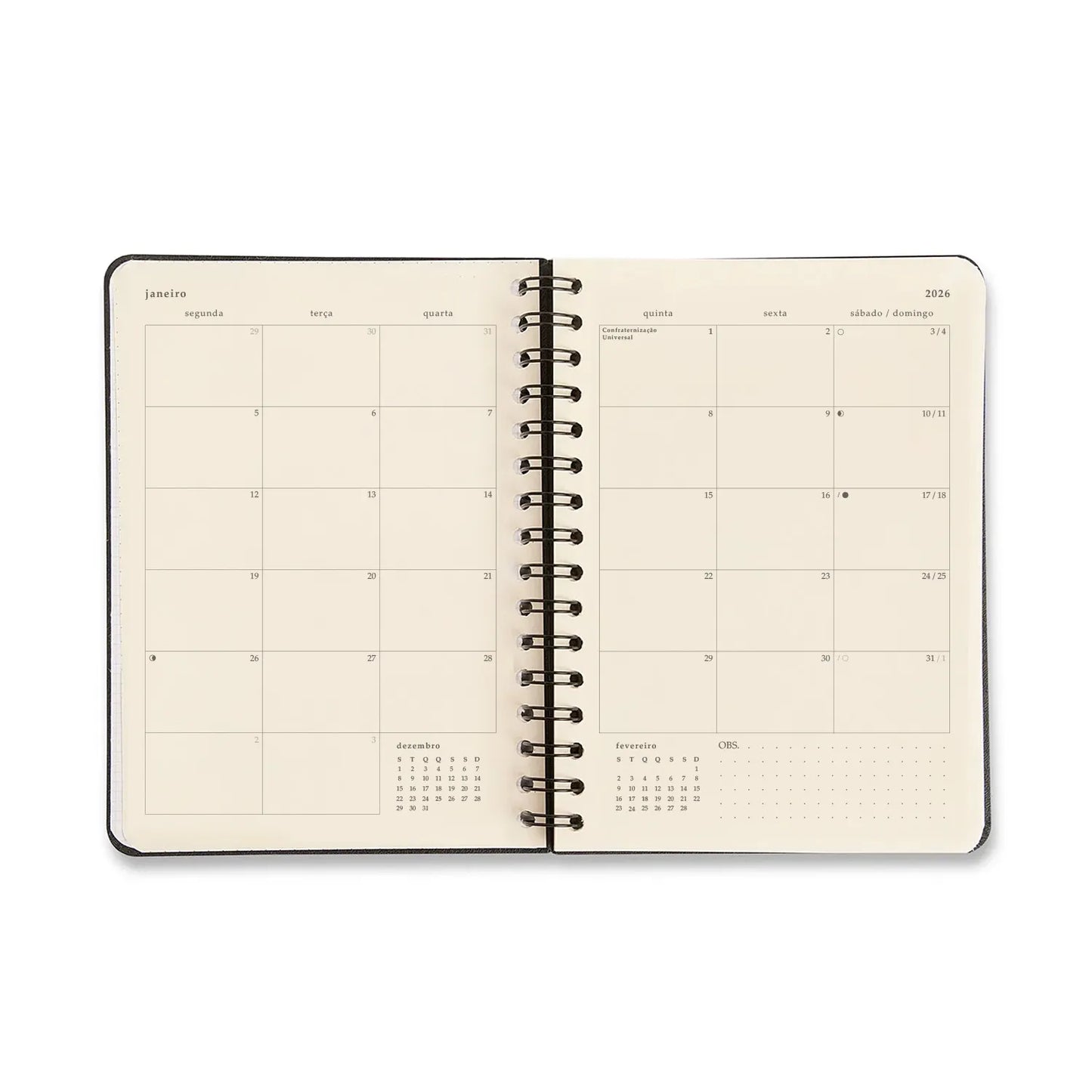 Agenda Planner Wire-o 2026 - Cicero - Praia - Diária A5 - Sol
