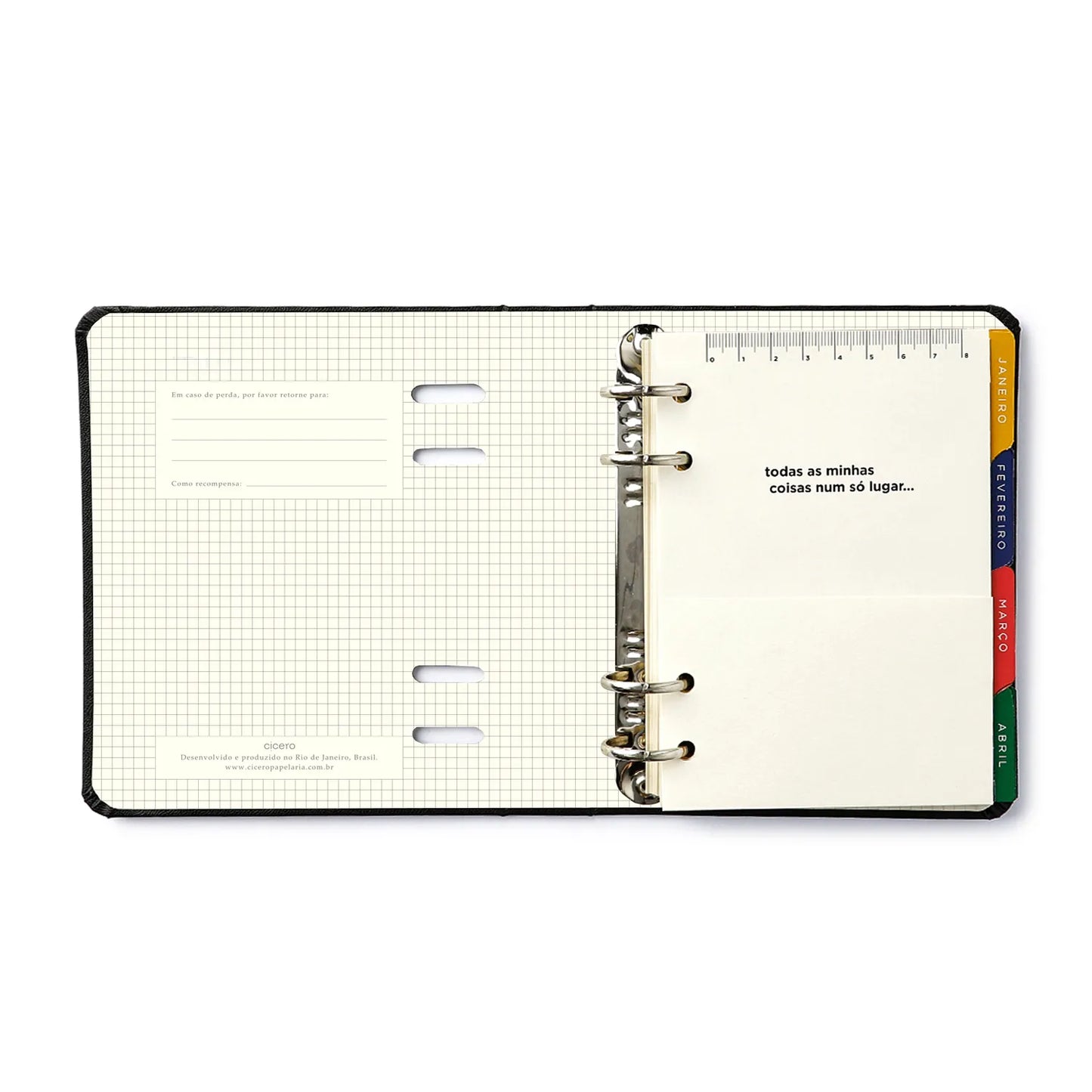 Planner Argolado 2026 - Cícero - Doce Florada - Semanal A6 - Preto