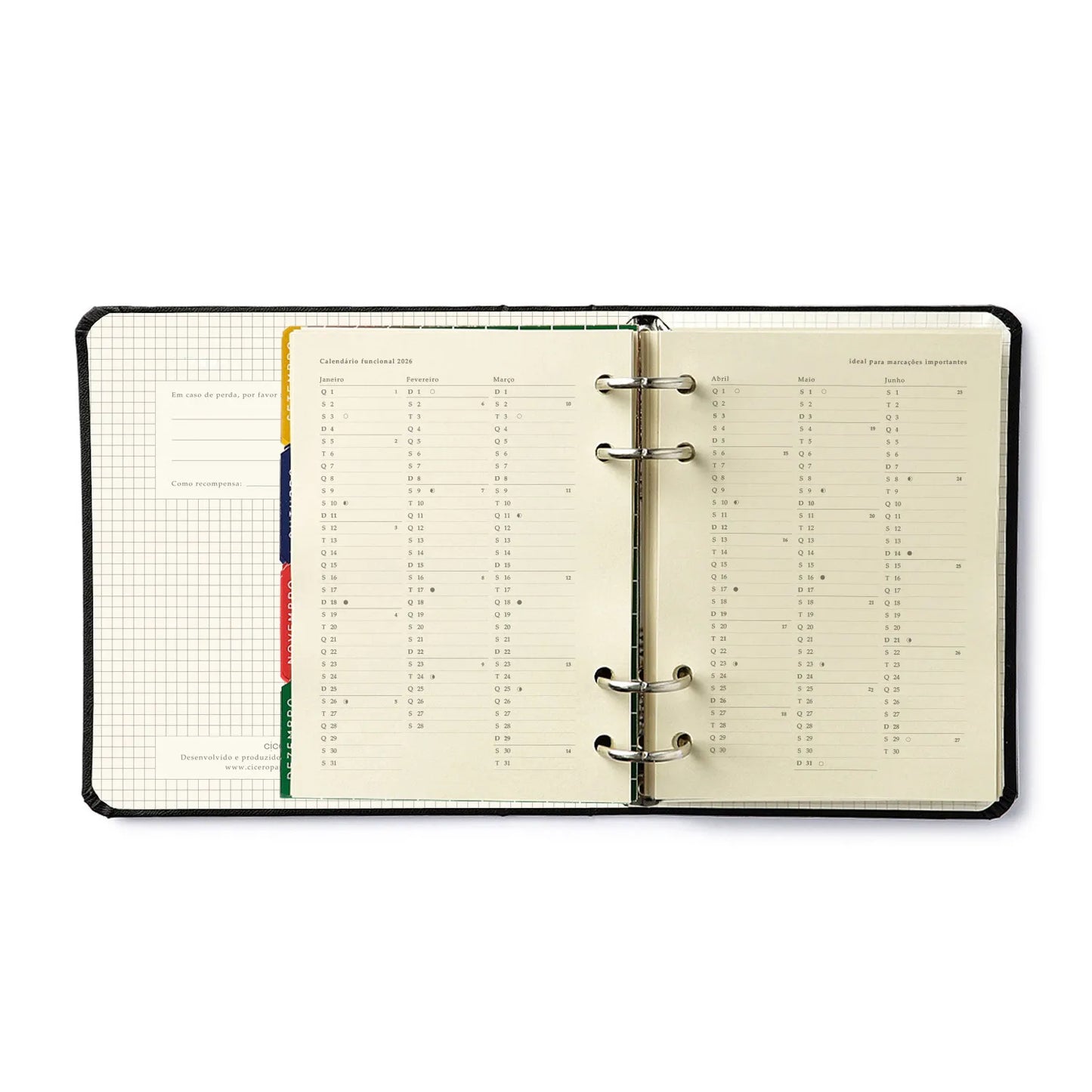 Planner Argolado 2026 - Cícero - Doce Florada - Semanal A6 - Preto