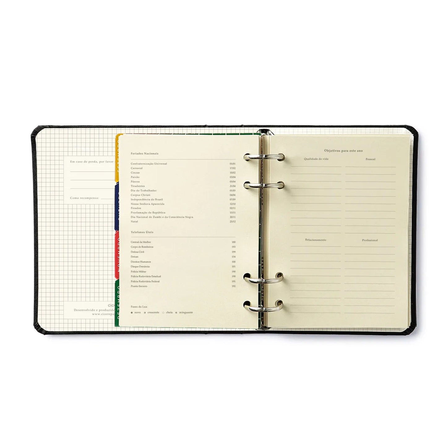 Planner Argolado 2026 - Cícero - Doce Florada - Semanal A6 - Preto