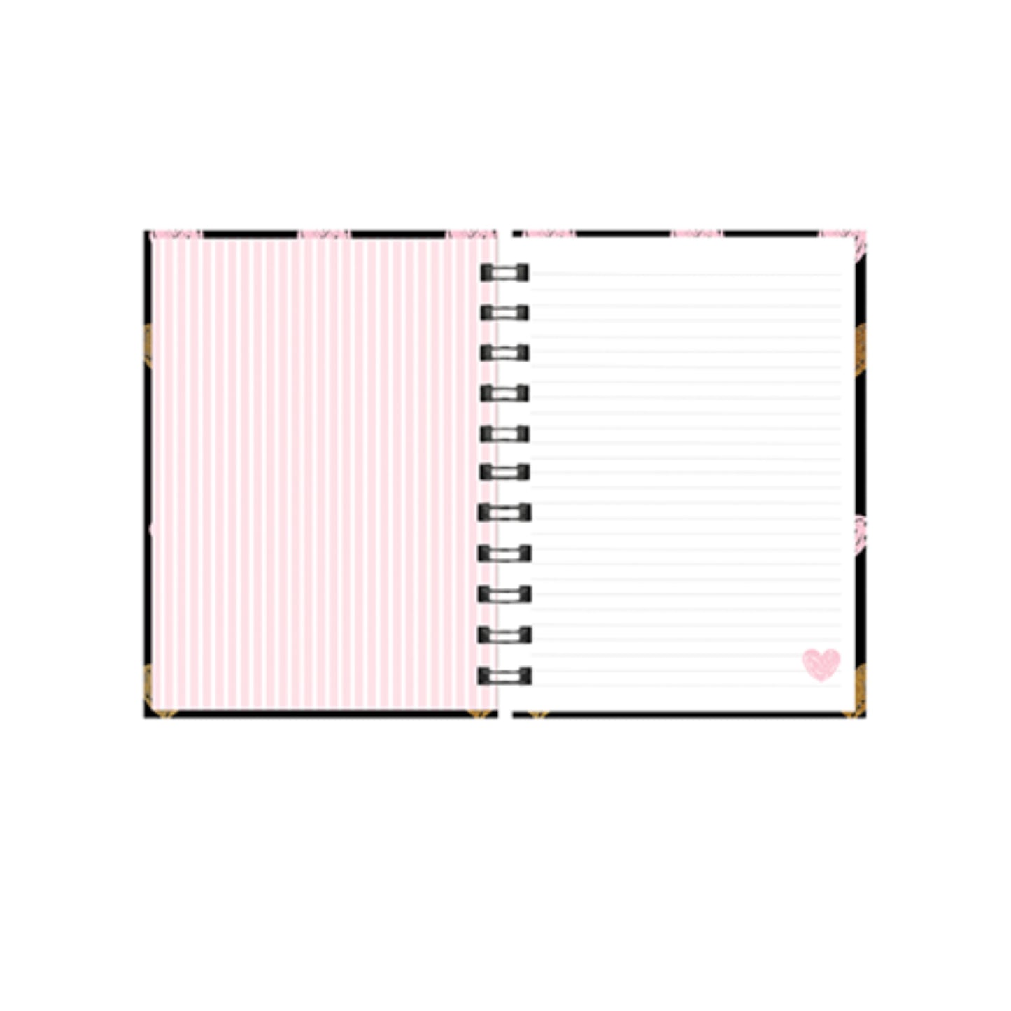 Caderno A6 Argolado - Molin - Black Heart - Capa Dura - 80 Folhas