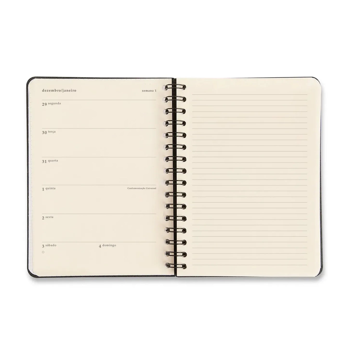 Planner Wire-o 2026 - Cícero - Jardim - Semanal Anotações A5 - Off White