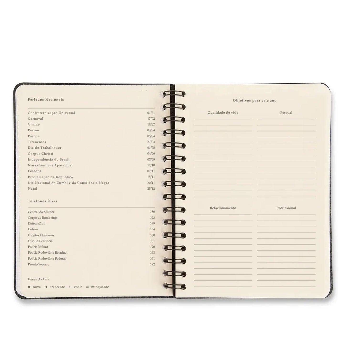 Planner Wire-o 2026 - Cícero - Jardim - Semanal Anotações A5 - Off White