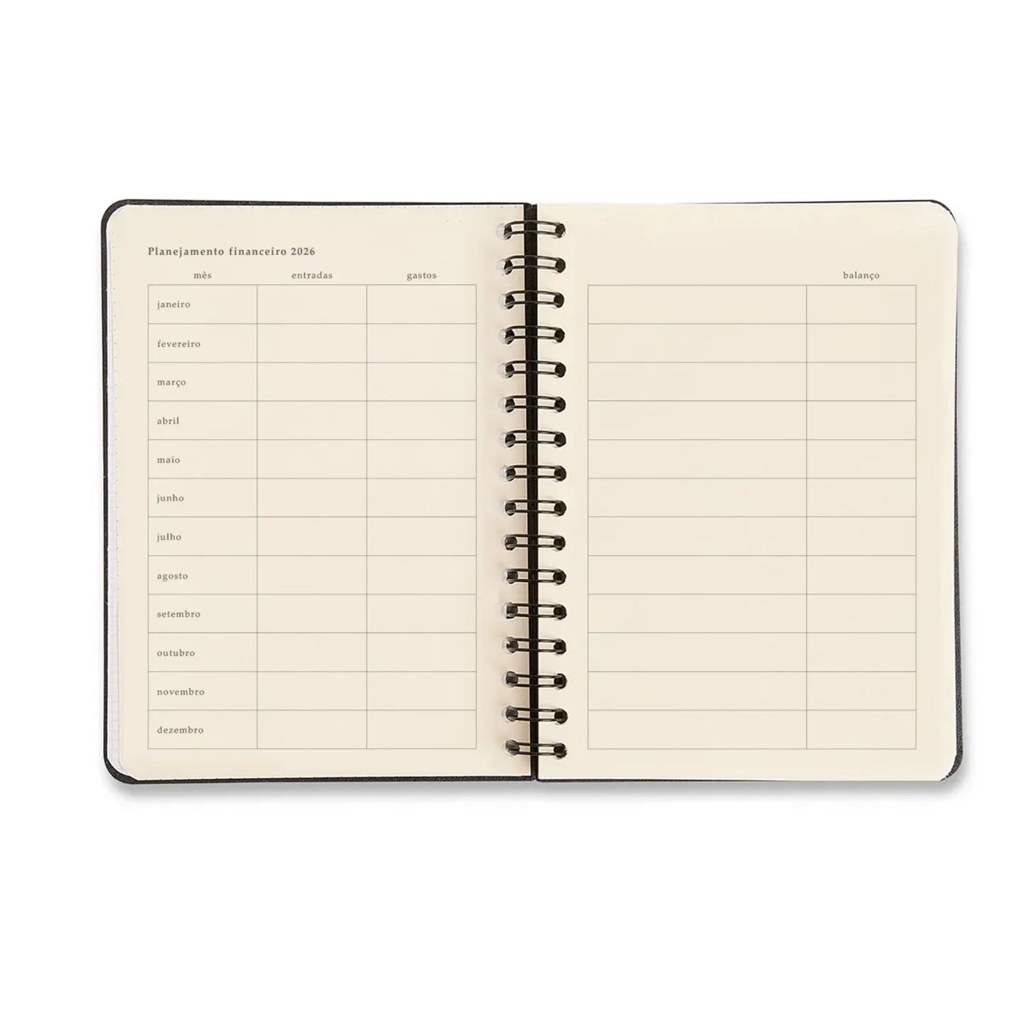 Planner Wire-o 2026 - Cícero - Jardim - Semanal Anotações A5 - Off White