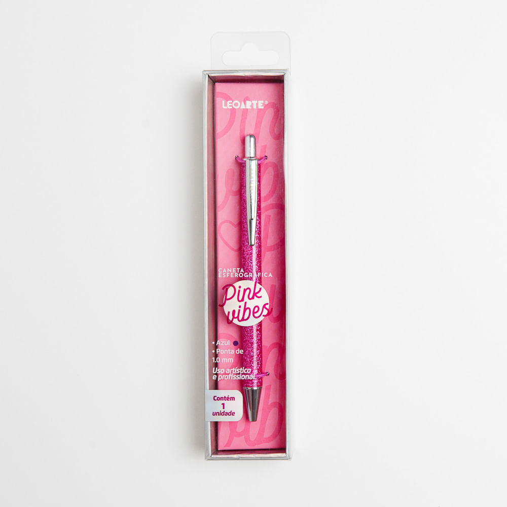 Caneta Esferográfica - LeoArte - Premium Pink Vibes 1.0mm Tinta Azul