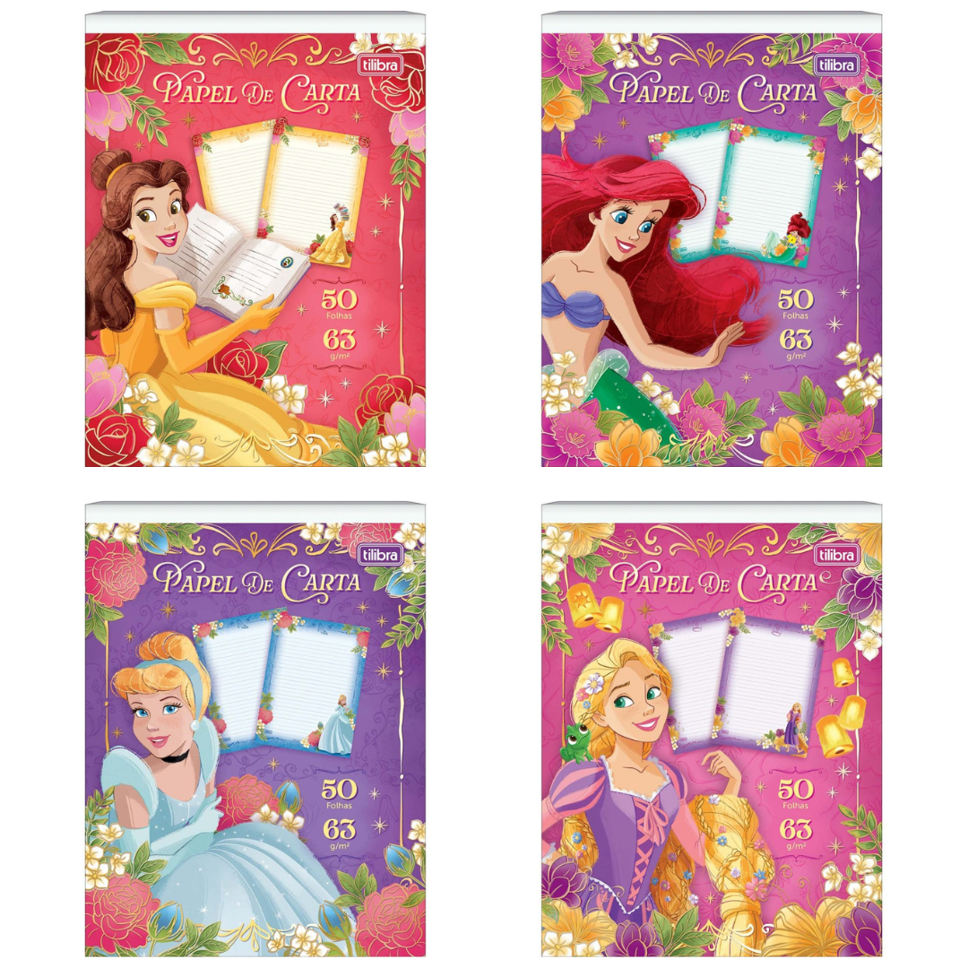Caderno Colado Papel de Carta Princesas 50F - Tilibra