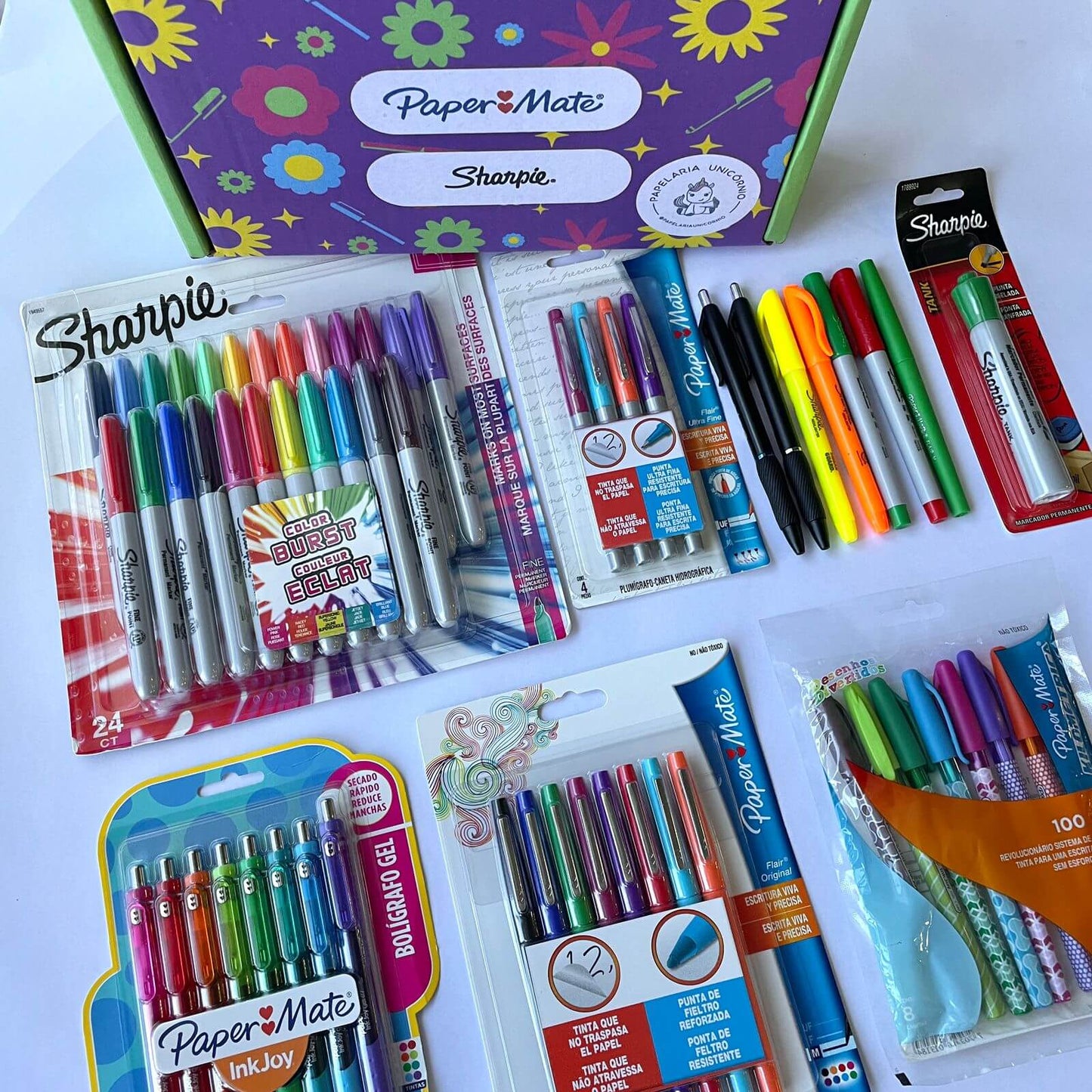 Caixa Paper Mate e Sharpie - Papelaria Unicórnio - Mais de 50% OFF